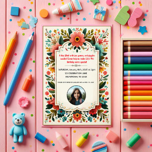 Kids Enchanted Fairy Floral Birthday Invitation