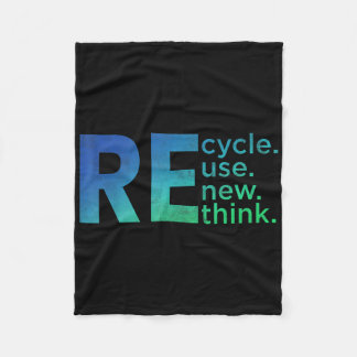 Kids Environmental Activism - Recycle Reuse Renew  Fleece Blanket