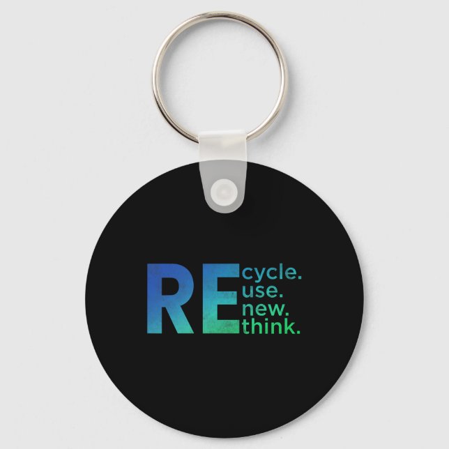 Kid's Environmental Activism - Recycle Reuse Renew Key Ring (Front)