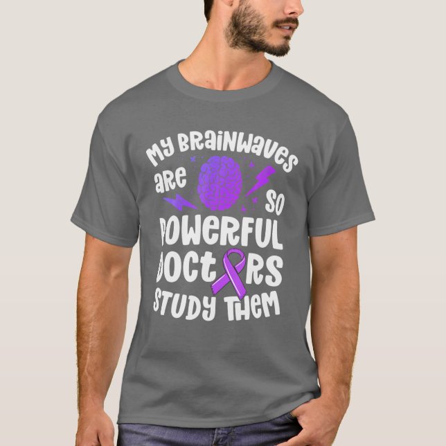 Kids Epilepsy Awareness Shirt Powerful Brainwaves  (Front)
