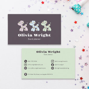 Kids Event Balloon Dogs Party Planner Business Card