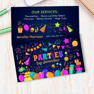 Kids Event Planner - Colourful Whimsical Cartoon Business Card