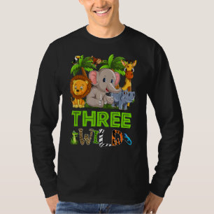 Kids Ever Wild Three 3 Birthday Old Birthday Zoo S T-Shirt