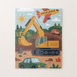 Kids Excavation Trucks Aeroplane Art Puzzle 