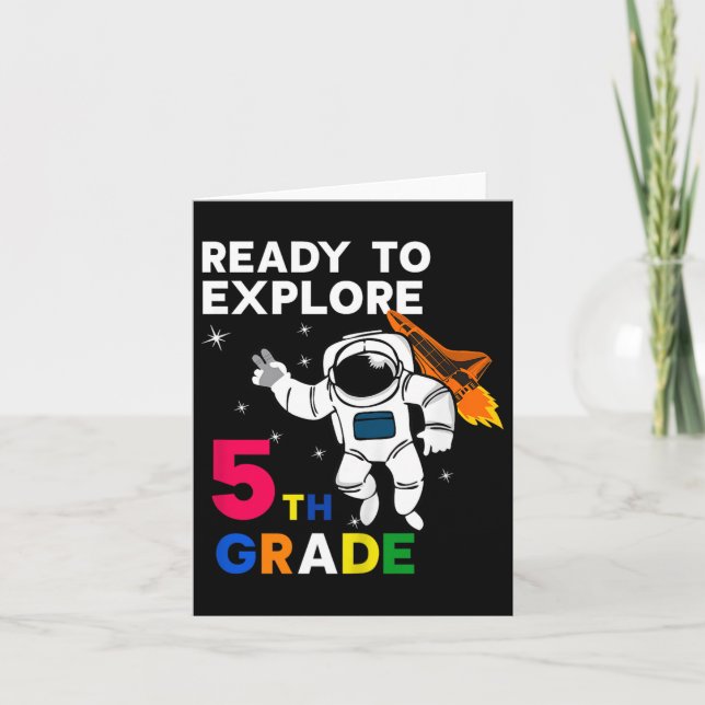 Kids Explore Fifth 5 Grade Student Astronaut Back  Card (Front)