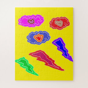 Kids extra loud party colours yellow pink blue art jigsaw puzzle