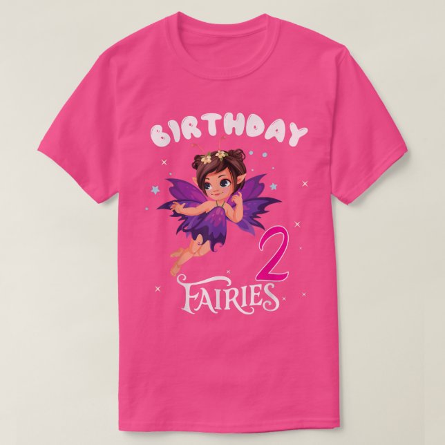 Kids Fairy Birthday Party 2 years old Fairy Birthd T-Shirt (Design Front)