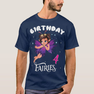 Kids Fairy Birthday Party 4 years old Fairy Birthd T-Shirt
