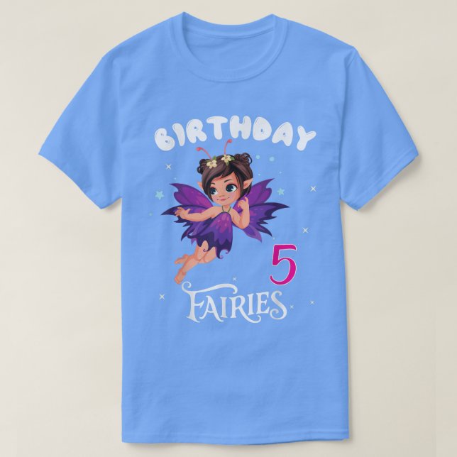 Kids Fairy Birthday Party 5 years old Fairy Birthd T-Shirt (Design Front)