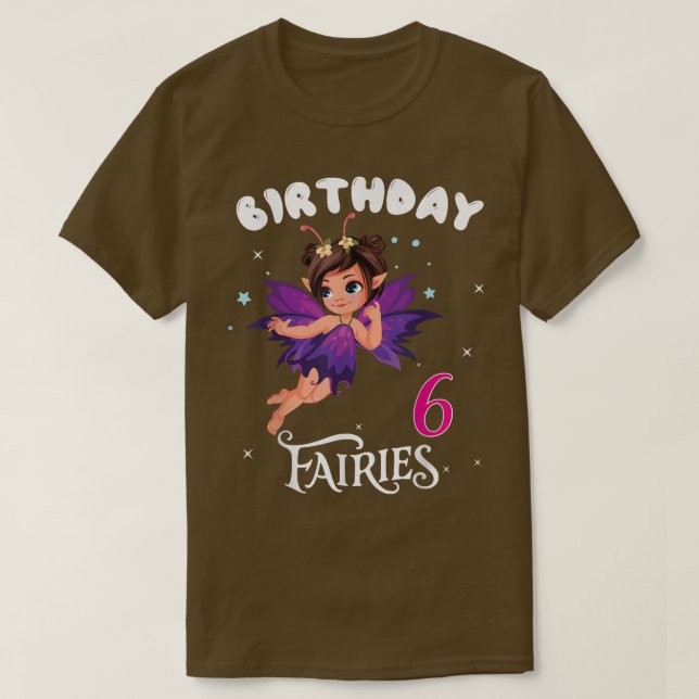 Kids Fairy Birthday Party 6 years old Fairy Birthd T-Shirt (Design Front)