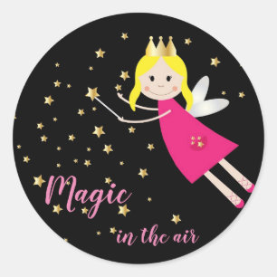 Kids Fairy Magic Wand Starry Classic Round Sticker