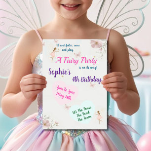kids fairy themed birthday party fairyland invitation