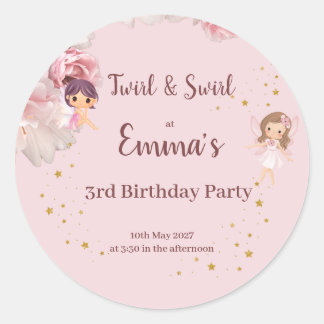 Kids Fairy Themed Party Invitation Classic Round Sticker
