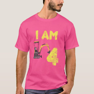 Kids Family Construction Truck Excavator Birthday  T-Shirt