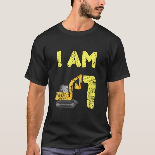 Kids Family Construction Truck Excavator Birthday  T-Shirt (Front)