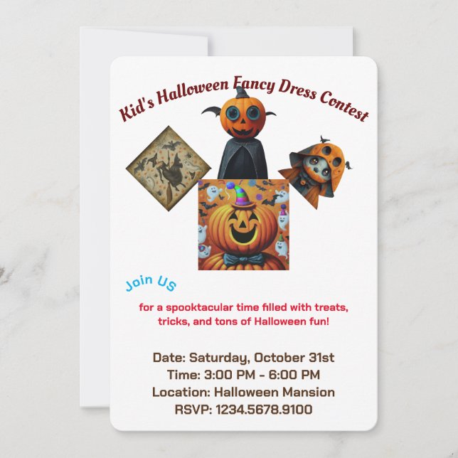 Kid's Fancy-Dress Halloween Party Contest Invitation (Front)