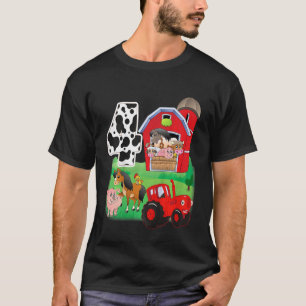Kids Farm Animals 4 Year Old It s My Birthday 4th  T-Shirt
