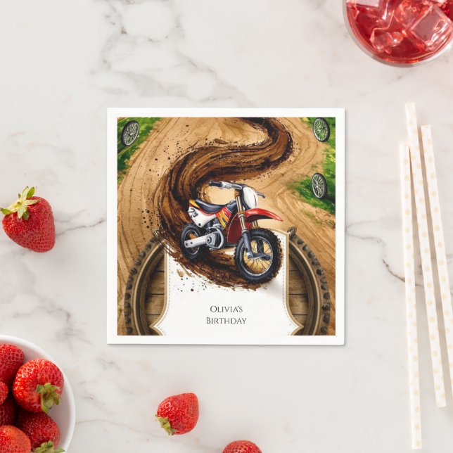 Kids' Fast Motorcycle Birthday Napkin (Insitu)