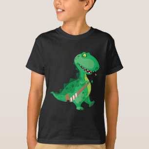 Kids Field Hockey Dinosaur Funny T-Shirt