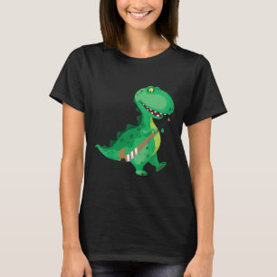 Kids Field Hockey Dinosaur Funny  T-Shirt
