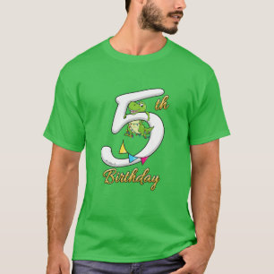 Kids Fifth Birthday Dinosaur For 5 Year Old Boys T-Shirt