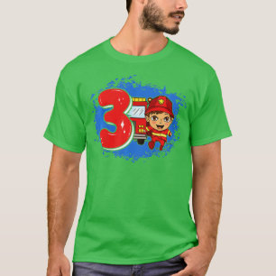 Kids Fire Engine Fireman 3rd Birthday 3 Years T-Shirt