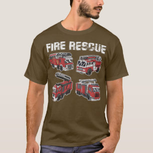 Kids FIRE RESCUE Fire Engine Trucks Firemen Firefi T-Shirt