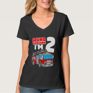 Kids Fire Truck 2 Year Old Firefighter 2nd Birthda T-Shirt