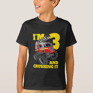 Kids Fire Truck 3rd Birthday Boy Toddler T-Shirt
