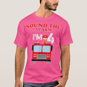 Kids Fire Truck 4 Year Old Firefighter 4th Birthda T-Shirt