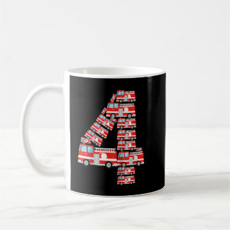 Kids Fire Truck 4th Birthday Boy Firefighter 4 Yea Coffee Mug