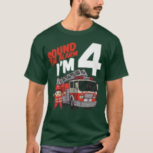 Kids Fire Truck 4th Birthday Boy Firefighter 4 Yea T-Shirt