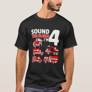 Kids Fire Truck 4th Birthday Toddler Boy Firefight T-Shirt