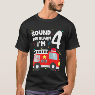 Kids Fire Truck 4th Birthday Toddler Boy Firefight T-Shirt