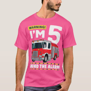 Kids Fire Truck 5 Year Old Firefighter 5th Birthda T-Shirt