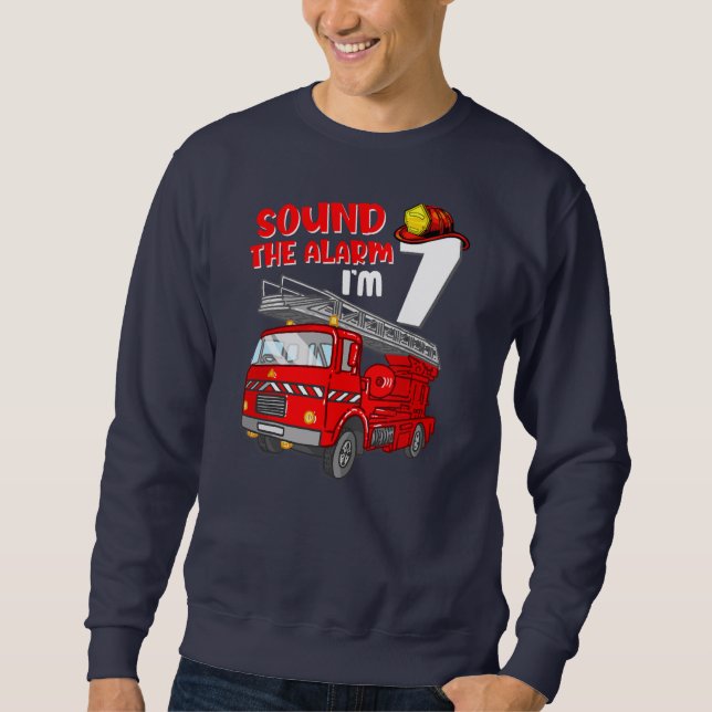 Kids Fire Truck 7 Years Old Firefighter 7th Sweatshirt (Front)
