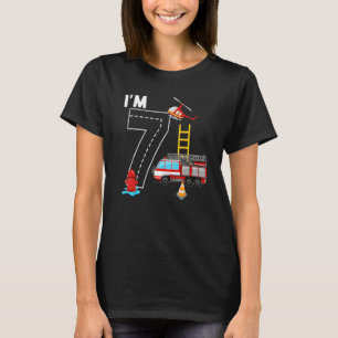 Kids Fire Truck 7th Birthday Boy Firefighter 7 Yea T-Shirt