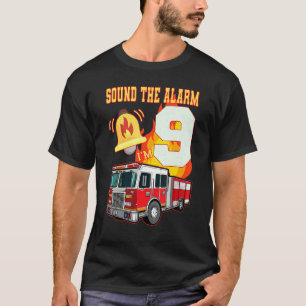 Kids Fire Truck 9th Birthday Boy Firefighter 9 Yea T-Shirt