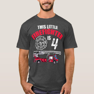 Kids Fire Truck Birthday Outfit 4 yrs old This T-Shirt