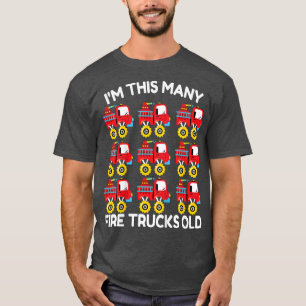 Kids Fire Truck Firefighter Monster Truck 9th Birt T-Shirt