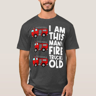 Kids Fire Truck Tshirt For Boys, 3 Year Old Birthd
