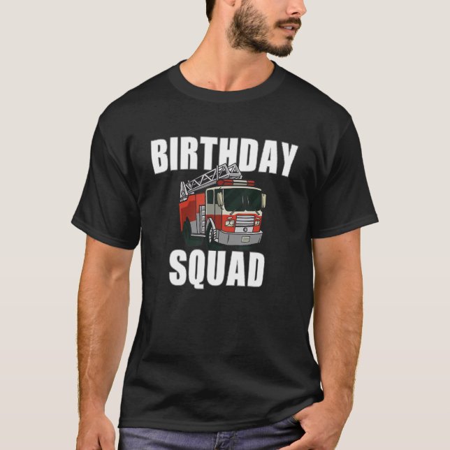 Kids Firefighter Birthday Squad Fire Truck Boy Tod T-Shirt (Front)