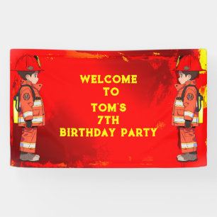 Kids Firefighter Themed Birthday Party  Banner