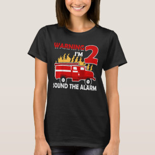 Kids Fireman with fire truck I am 2 years birthday T-Shirt