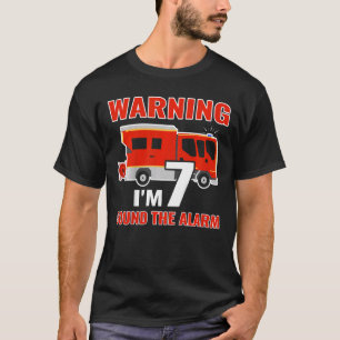 Kids Fireman with fire truck I am 7 years birthday T-Shirt