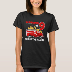 Kids Fireman with fire truck I am 9 years birthday T-Shirt