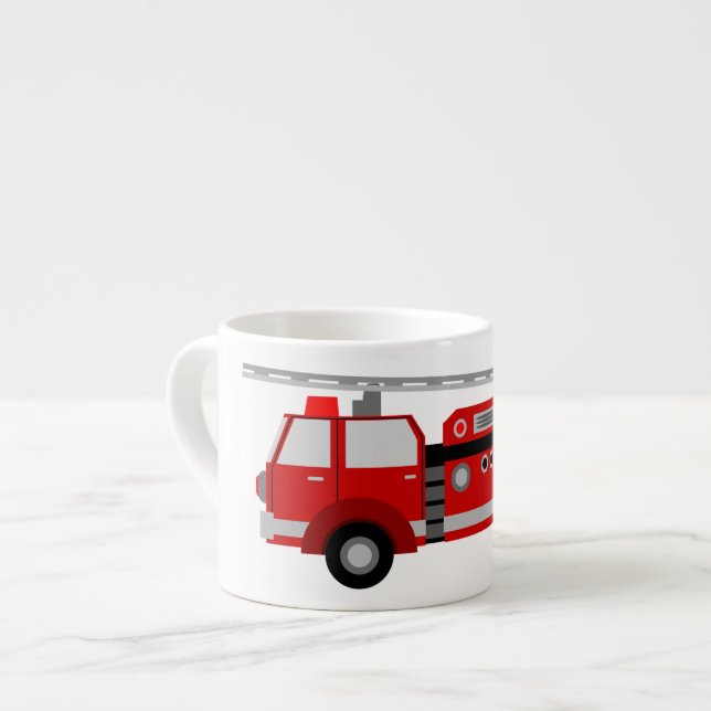 Kids Firetruck Small Size Ceramic Mug (Front Left)