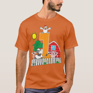 Kids First 1st Birthday Farm Animal Lover Cow Pig T-Shirt
