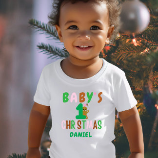 Kids First Christmas Gingerbread Name Funny Baby T-Shirt