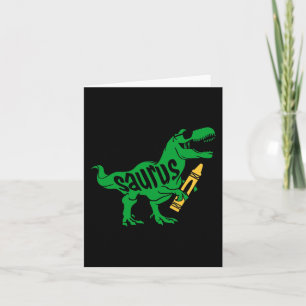 Kids First Day of Pre K Saurus Trex Girls Boys Kin Card